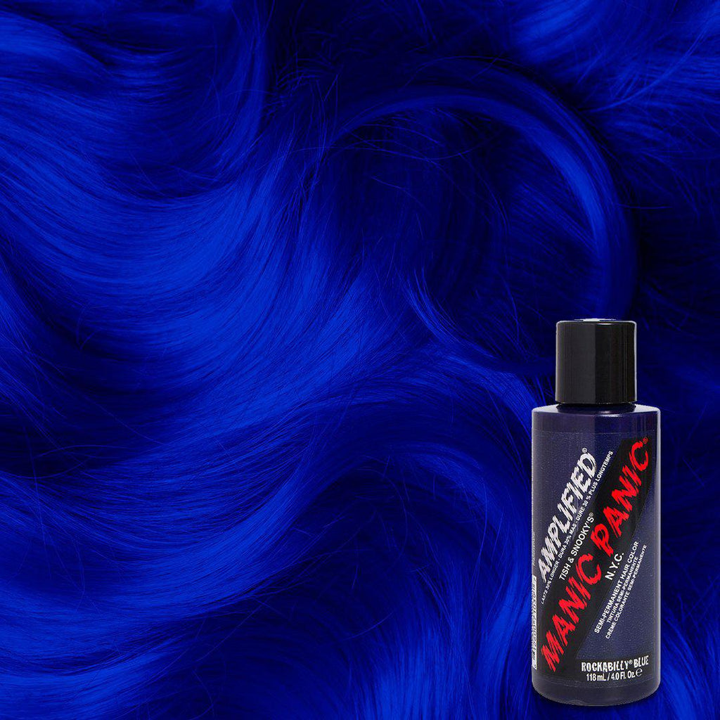 Rockabilly® Blue - EU Amplified™ - Tish & Snooky's Manic Panic, bright blue, blue, true blue, neon blue, primary blue, cool blue, neutral blue, bleu, blu, strong blue, powerful blue, intense blue, semi permanent hair color, hair dye