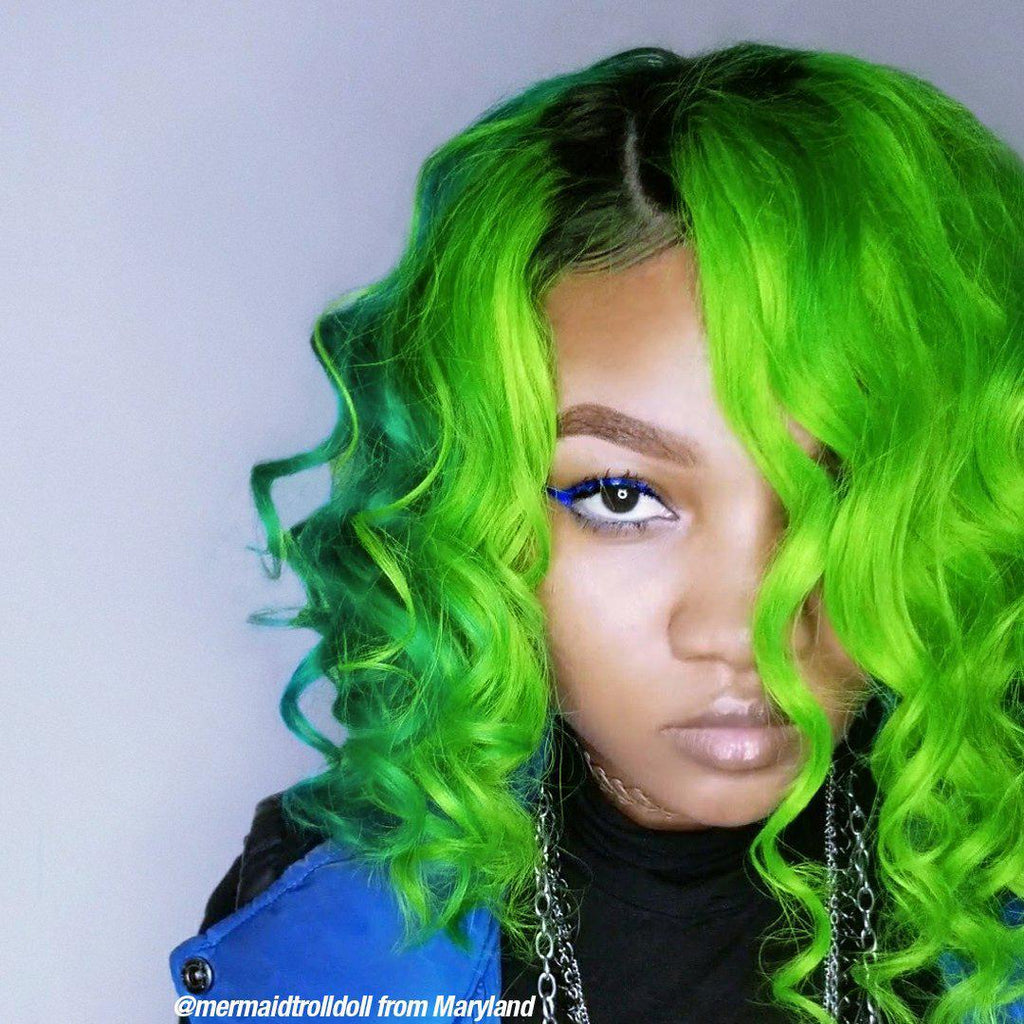 Electric Lizard™ - Classic High Voltage® - Tish & Snooky's Manic Panic, bright green, neon green, lime green, slime green, yellow green, glowing green, UV green, dayglow green, semi permanent hair color, hair dye, beetlejuice, @mermaidtrolldoll