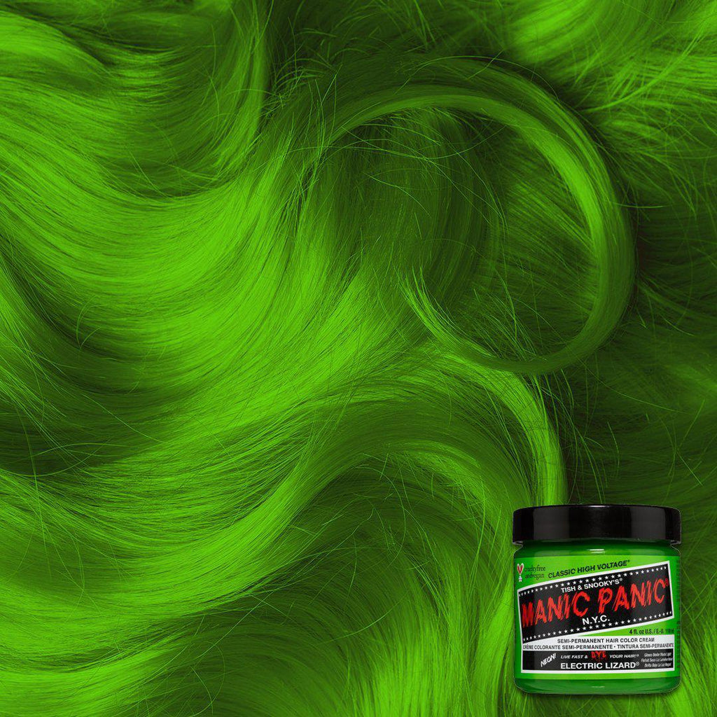 Electric Lizard™ - Classic High Voltage® - Tish & Snooky's Manic Panic, bright green, neon green, lime green, slime green, yellow green, glowing green, UV green, dayglow green, semi permanent hair color, hair dye, beetlejuice