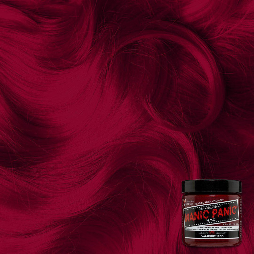 Vampire® Red - Classic High Voltage® - Tish & Snooky's Manic Panic, red, deep red, blood red, dark red, cherry red, burgundy, wine red, semi permanent hair color, hair dye