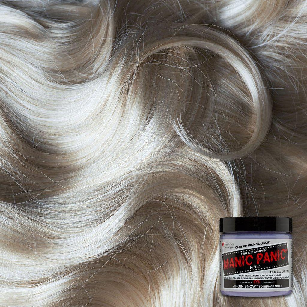 Virgin Snow™ (Toner)  - Classic High Voltage® - Tish & Snooky's Manic Panic, white, platinum, icy, icey, blonde, platinum blonde, white blonde, cool blonde, cool white, semi permanent hair color, hair dye