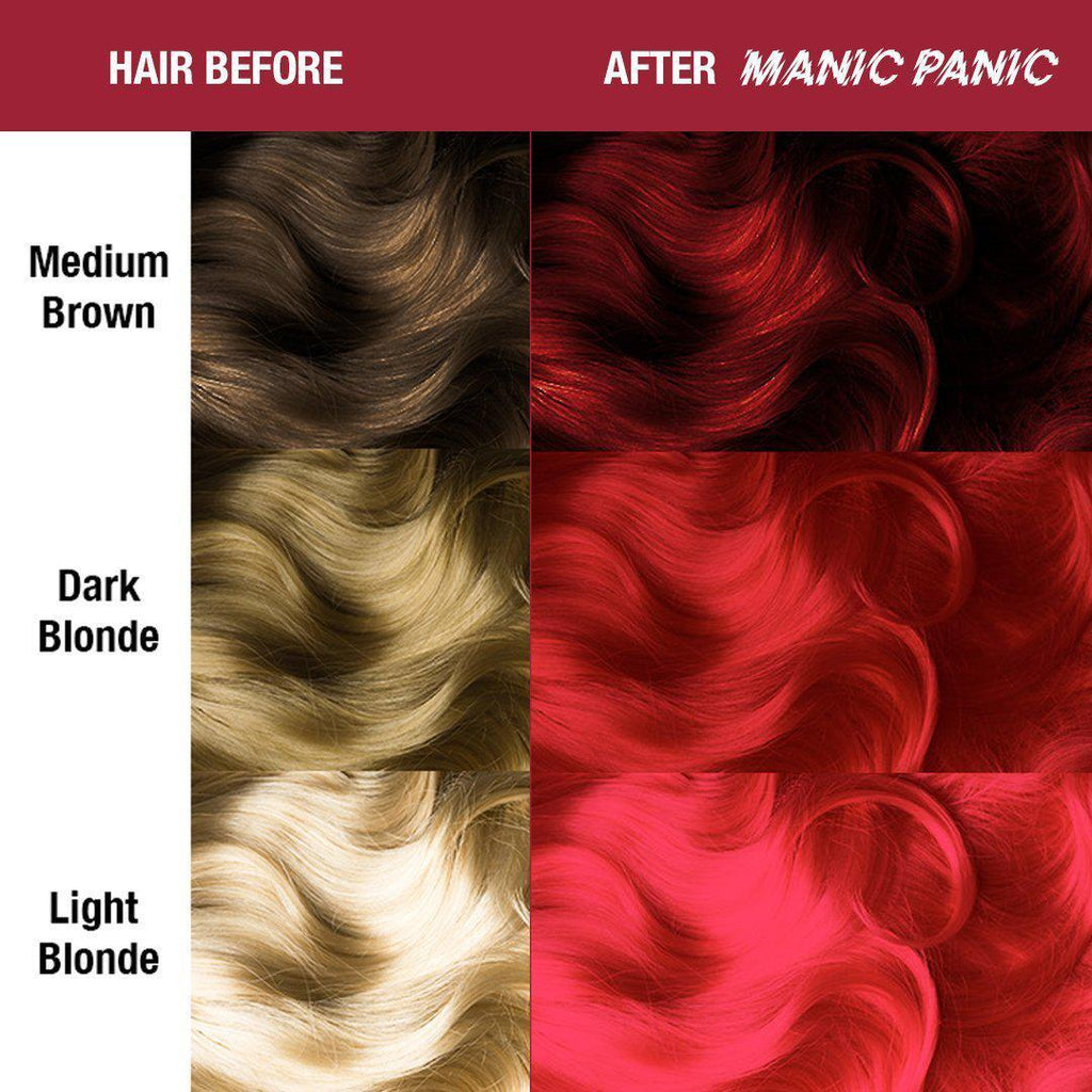 Rock 'N' Roll® Red - Classic High Voltage® - Tish & Snooky's Manic Panic, medium red, warm red, warm toned red, warm based red, little mermaid red, ariel red, semi permanent hair color, hair dye, hair level chart, swatch sheet