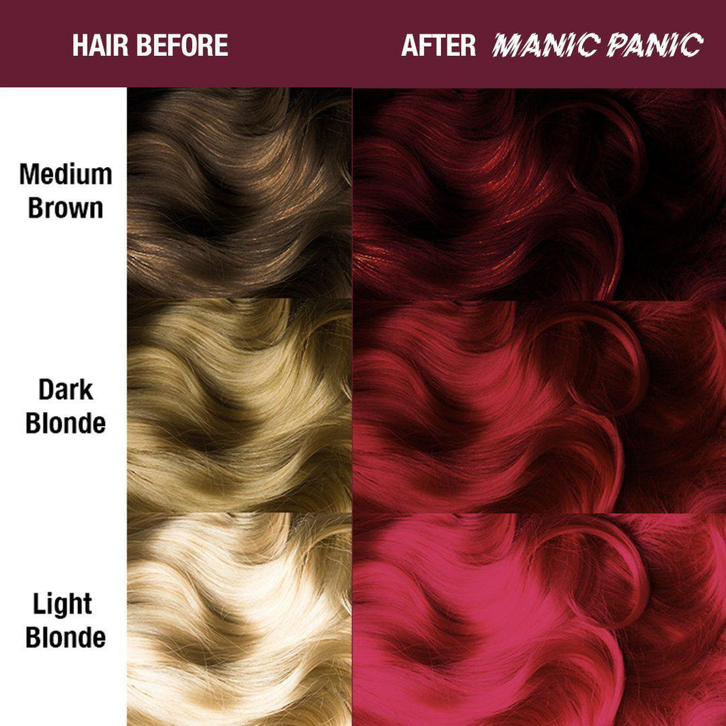 Vampire® Red - Classic High Voltage® - Tish & Snooky's Manic Panic, red, deep red, blood red, dark red, cherry red, burgundy, wine red, semi permanent hair color, hair dye, hair level chart, shade sheet