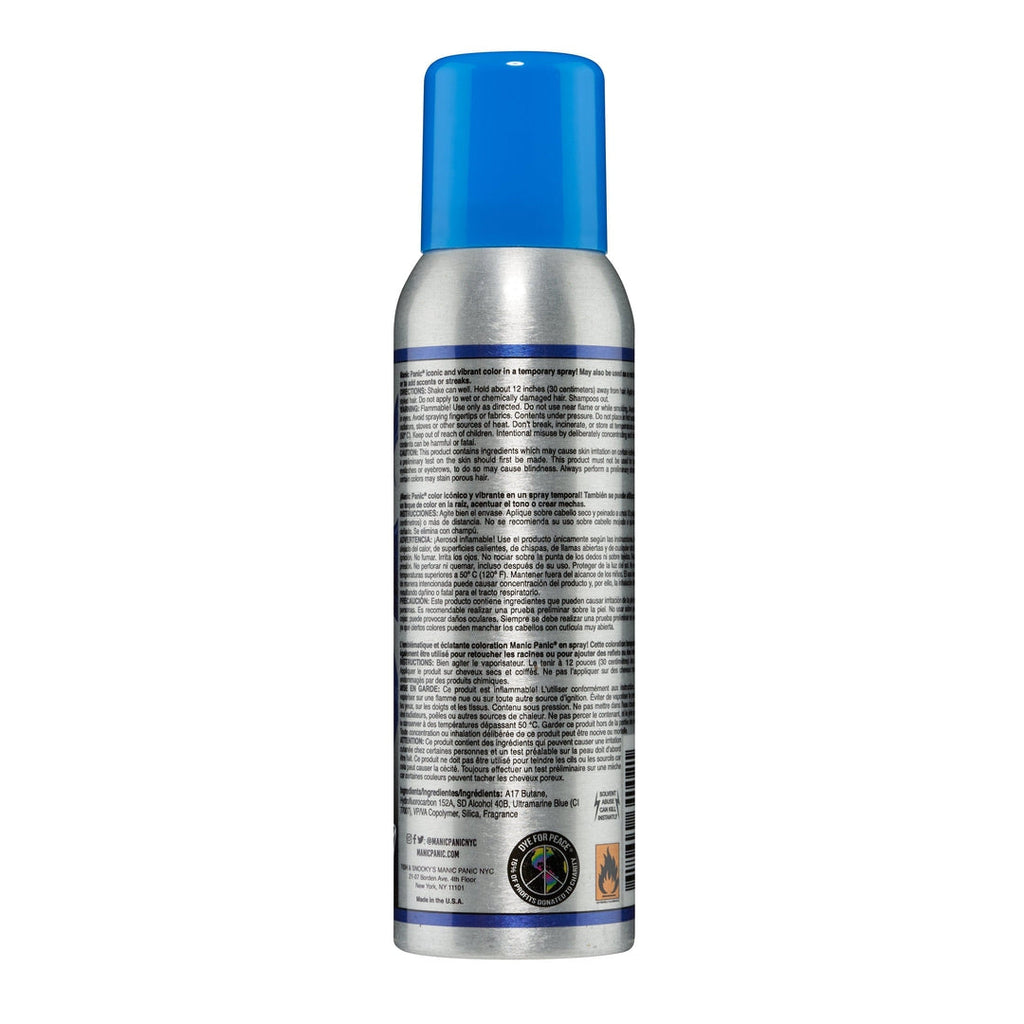 Color Spray Rockabilly Blue™ - Amplified™ Temporary Spray-On Color and Root Touch-Up, blue, true blue, cobalt blue, cornflower blue, blu, temporary spray, temporary color, wash in wash out, one day color